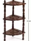 KHANSHOPEE Wooden Mini Corner Rack Side Table Home Decor End Table Shelves for Living Room Engineered Wood Side Table (Finish Color - BROWN, Pre-assembled)