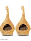 GO7 Bird Stand Bird House, Coco Fiber Bird Nest House, Organic Bird Nest, Hand Made Nest for All Small Birds(Hanging) 2 Pice