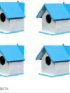 GO7 Wooden Bird House, Bird Nest for Balcony and Gardening, Blue & White Colour 4