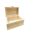 GO7 Natural Pine Wooden Storage Box with Hinged Lid and Lock – Unfinished Craft Box for DIY, Keepsake, Jewelry, Gift Packaging, and Home Decor