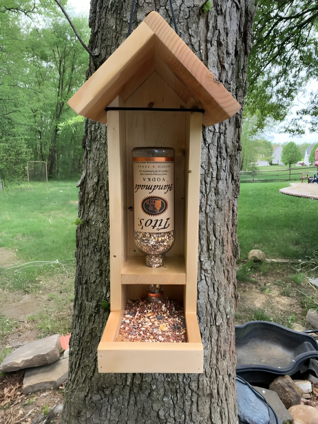 Wine Bottle Bird Feeder, Bird Feeder