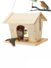 Wooden Bird Feeder with Transparent Seed Window & Dual Entry Arch Design