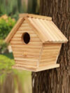 Rustic Wooden Cabin-Style Birdhouse for Garden & Balcony