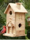 Wooden Cottage Birdhouse – Handcrafted Log Cabin Design