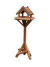Rustic Wooden Standing Bird Feeder with Elevated Platform & Weatherproof Roof