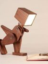 Wooden Dinosaur LED Desk Lamp for Study | Table Lamp for Kids Room, Bedroom & Office Decoration| Rechargeable| Adjustable| Dimmable. Walnut - SW912