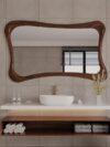 Wooden Framed Wall Mirror Frame Full Lenth, Curved Design, 60 x 102 cm Brown for Bedroom Livingroom (Only Frame Without Mirror) (Irregular Frame 40 Inch ×2 feet)