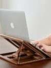 Laptop Stand for Desk with Adjustable Height, Foldable Riser for Laptop, Compatible for for iPad MacBook Pro Notebook HP Dell Devices Up to 15.6 inches (Walnut)