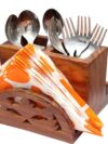 Wooden Spoon Stand Cutlery tissue Holder Multipurpose for Dining Table spoon Holder,Best Item for Your Kitchen