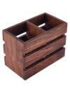 Wooden Cutlery Holder/Spoon Holder/Pen Holder Multipurpose Stand, Brown (2-Compartment)