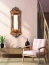 Wood Wall Hanging Jharokha Mirror Reflection Candle Holder Brownstyle 1, Brown