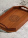 Homes Acacia Wood Serving Tray with Engraved Mandala Design | Rectangular Wooden Organizer Tray for Kitchen, Dining, Office & Décor | Ideal for Snacks, Tea & Organizing | 38 x 25 x 8 cm