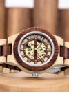 Wooden Watch Skeleton Automatic Movement Wood Watch Self-Winding Watches for Men