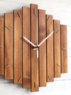 Wooden Analog Wall Clock Made With Different Strips Russian Birch Wood, Modern Design For Gifting, Office, Home, Living Room Decor (12 Inch) (Dark Brown)