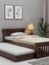 Wood Bed for Bedroom | 2 Years Warranty | Daybed | Day Bed | Single Trundle Bed | Durable Wooden Trundle Cot | Wooden Cot with Pull Out