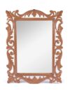 Wooden Walnut Color 24"x18" Pack of One Victorian Style Elegantly Hand Crafted Floral Carving Mirror for Home and Office Décor TUSMR36