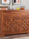 Wooden Chest of Drawers with 3 Drawer Storage | Multipurpose Storage Cabinet Rack for Bedroom Home Living Room (Design 10, Honey Finish)