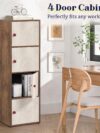 Wooden Cabinet - 4 Tier Storage Cabinet for Living Room with Magnetic Door, Space Saving Book Self for Home, Engineered Wood Kitchen Crockery Unit (Walnut - L 38 x B 38.5 x H 133 cm)