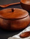 Premium Mahogany Finish Roti Casserole for Kitchen | Round Hot Pot, Roti Dabba with Lid | Casserole, 8.8x8.8x4.3 Inch,Brown,1640 ML,Wood