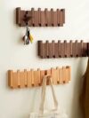 Movable Wooden Strip Coat Hooks Rack