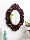 Wall Mirror Wooden Walnut Color 18"x14" Pack of One French Style Elegantly Hand Crafted Floral Carving Mirror for Home and Office Decor TUSMR79BR