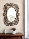 Wooden Antique Gold Color 24"x20" Pack of One Victorian Style Elegantly Hand Crafted Floral Carving Mirror for Home and Office Décor TUSMR10