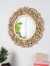 Wooden Gold Color 20"x20" Pack of One French Style Elegantly Hand Crafted Floral Carving Mirror for Home and Office Decor TUSMR68