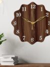 Wooden MDF English Numeral Round Wall Clock Without Glass (Brown, 30cm x 30cm) - 18