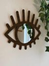 Wooden Decorative Wall Mount Mirror for Living Room Home Décor (Eye) (Flower Wenge)