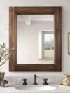 Wooden Spliced Wall Mirror for Bathroom, Rustic Farmhouse Vanity Mirror, Décor Wall Art, Solid Wood Frame, Vertical or Horizontal Hanging