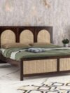 Wooden Double Bed Cot Bed Furniture for Living Room Home Hotel Office | Walnut Finish Visit the NAVYA FURNITURE Store