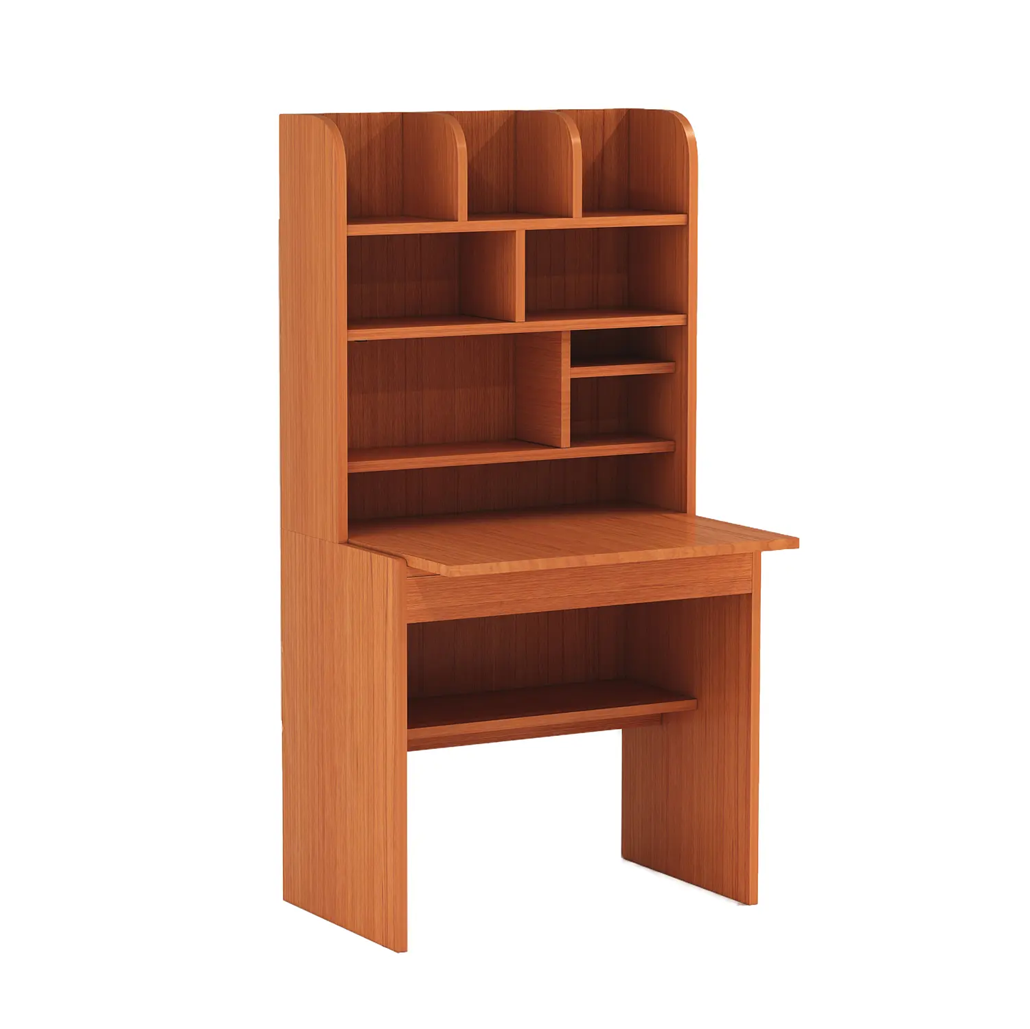 Modern Minimalist Wooden Study Desk with Scandinavian-Inspired Storage Shelves