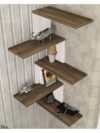 Wood 5-Tier Corner Shelves,Floating Corner Shelf,Wall Organizer,Easy-to-Assemble Tiered Wall Mount Shelves for Bedrooms,Bathroom Shelves,Kitchen,Offices,& Living Rooms (Brown&White)